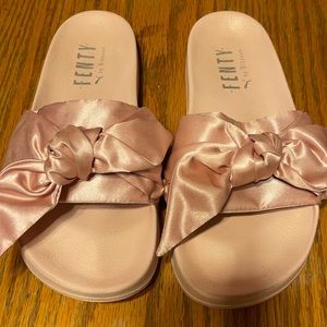 Fenty Silk Pink Bow Slides